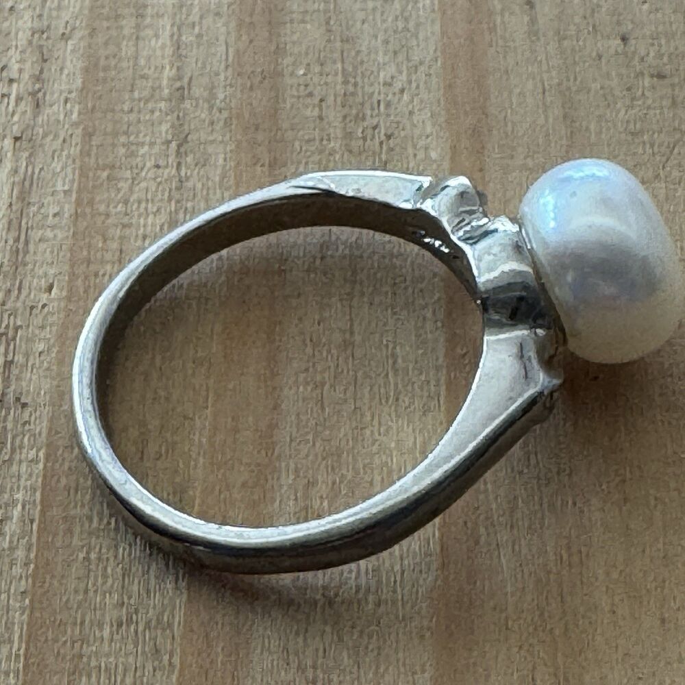 Baroque Pearl Ring Size 7 1/4 7.25 Freshwater Cultured Single 3/8” Pearl - Picture 4 of 4